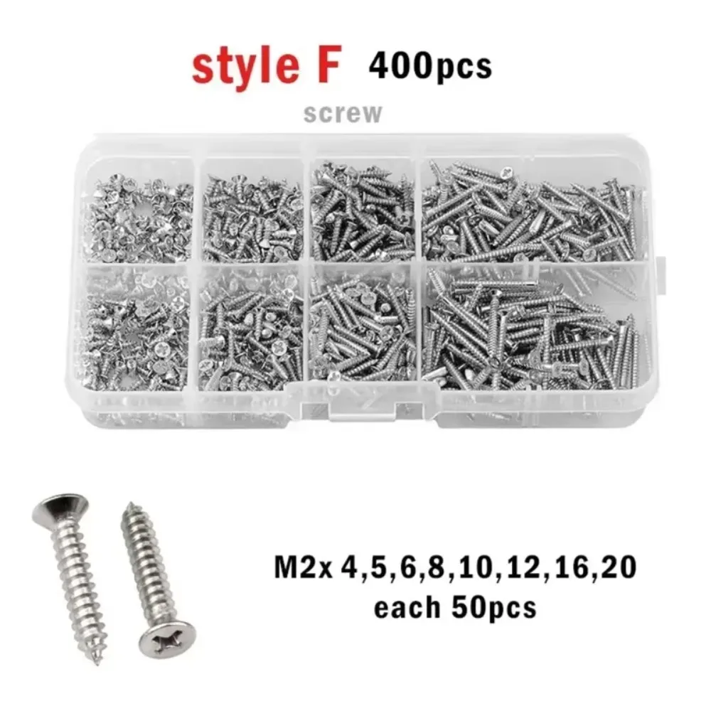Stainless Steel M1 M1.2 M1.4 M1.7 M2 M2.6 M3 M4 Cross Countersunk Head Phillips Flat Head Self Tapping Screws Wood Screw Set Kit