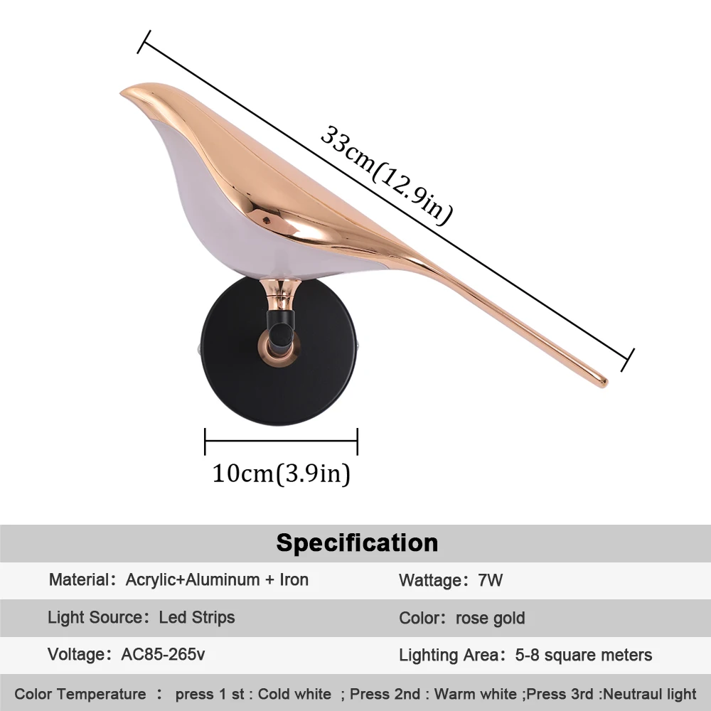Nordic Draaibare Vogel Wandlamp Creatieve Nachtverlichting Voor Slaapkamer Nachtkastje Decoratie Art Home Gouden Wandkandelaars Lampen