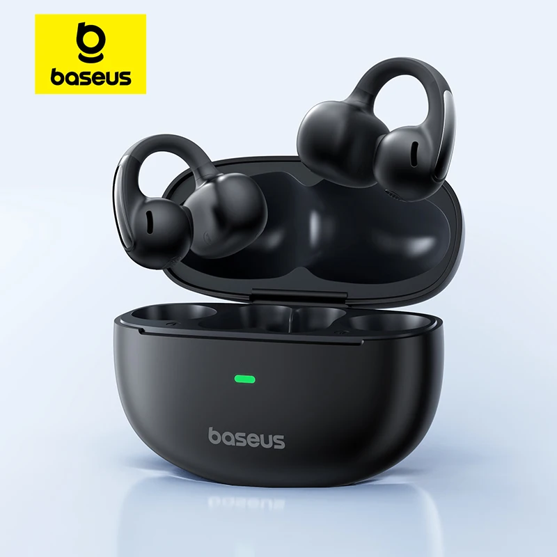 Baseus Bowie MC1 Ear Clip Wireless Earphones Bluetooth 5.4 Open-Ear Headphones Clip-On Sports Earbuds  IP57 Waterproof AI-Bass