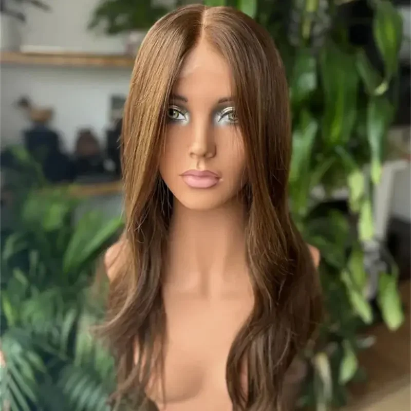 

Highlight Brown Glueless Soft Long body wave 5x5 Silk Base Jewish Human Hair With BabyHair HD Lace European Hair Preplucked