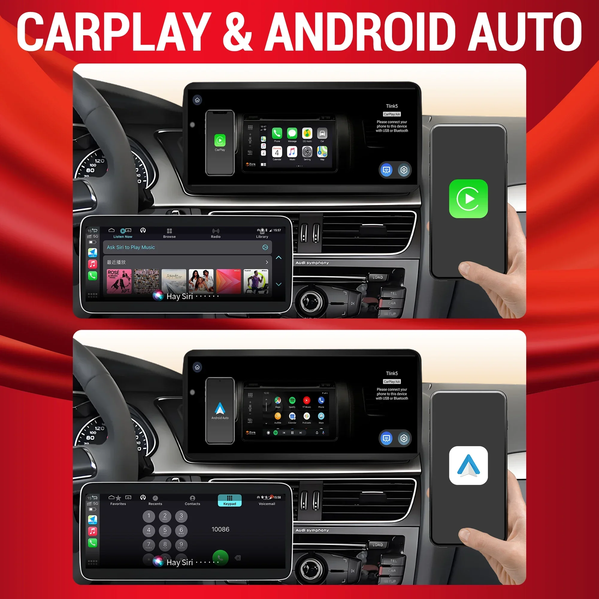 Rádio do carro de 12.3 polegadas android 13 para audi q5 2018-2020 sem fio bt carplay qualcomm snapdragon 680 sistema unidade principal tela de toque