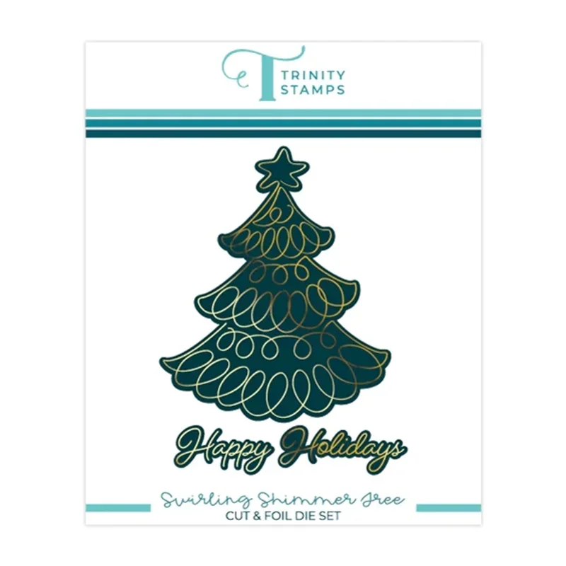 

New 2023 Christmas Swirling Shimmer Tree Metal Cutting Dies Hot Foils Scrapbooking For Paper Making Embossing Frame Card