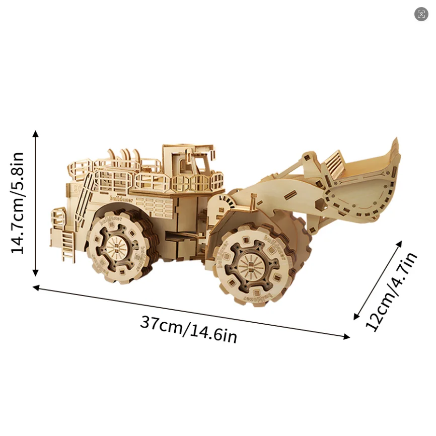 OUZEY 3D Wooden Bulldozer Puzzle, DIY Construction Vehicle Model Kit, Educational Assembly Toy Gift for Kids & Adults