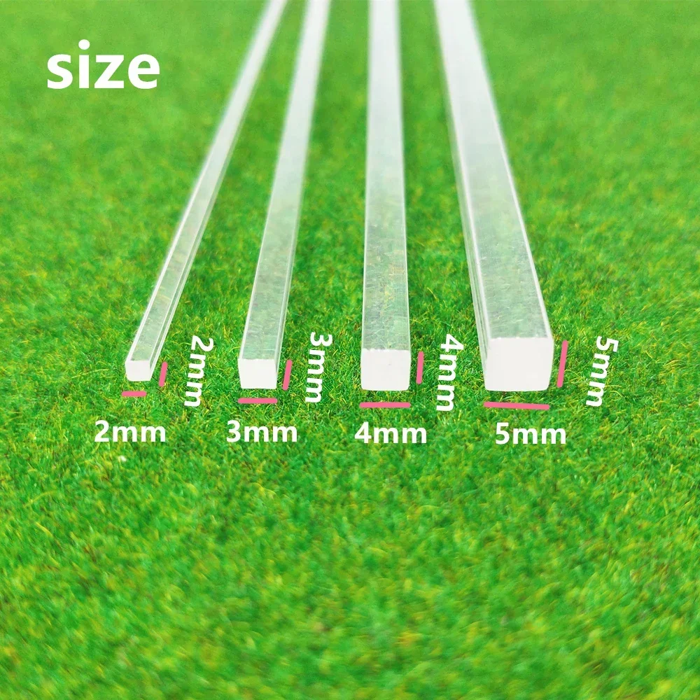 10 Pcs 2mm 3mm 4mm 5mm Square High Transparent Acrylic Rod Diy Manual Construction Model Material Length 25cm