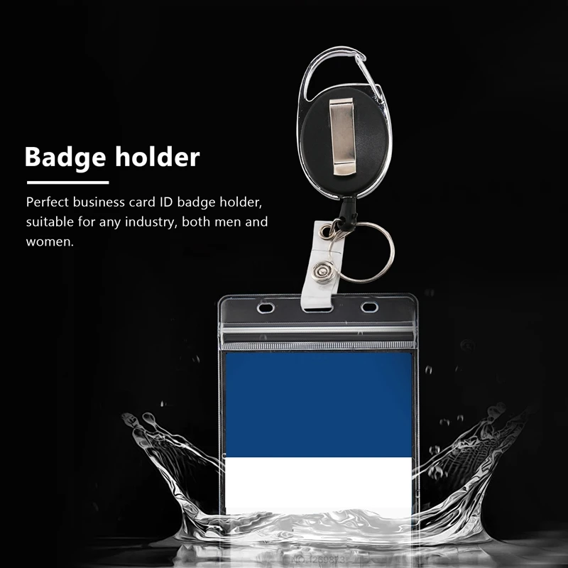 2 Pcs Badge Tether With Clips Retractable Badge Reel Carabiner Reel Clip Card Holders For ID Card Key Badge Holder
