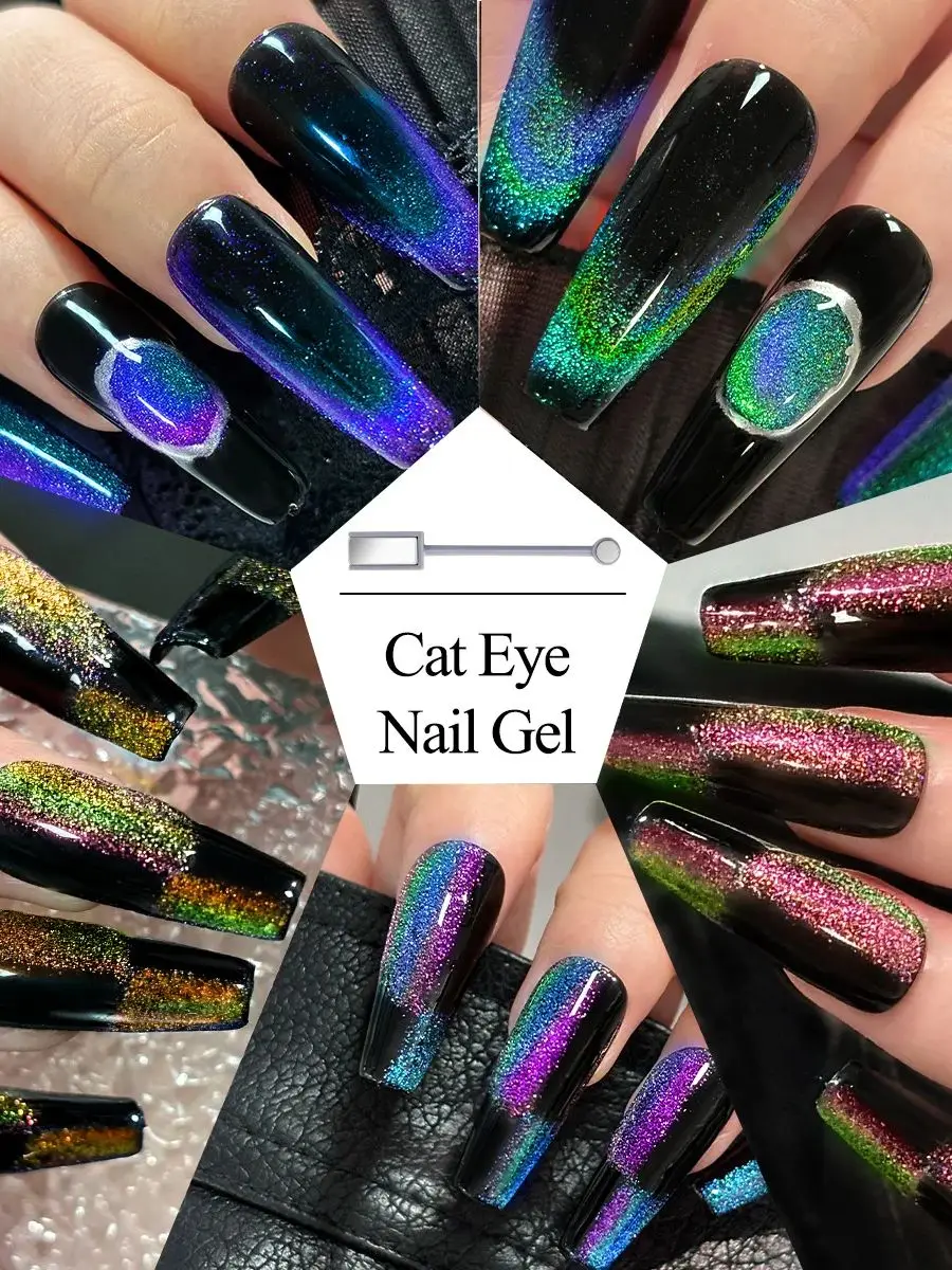 7 ml Regenbogen-Magnet-Nagelgel, magnetischer Katzenaugen-Gel-Nagellack, Chamäleon-Magie-Gel mit Galaxie-Effekt, Soak Off Nail Art Nagellack – Detail 5