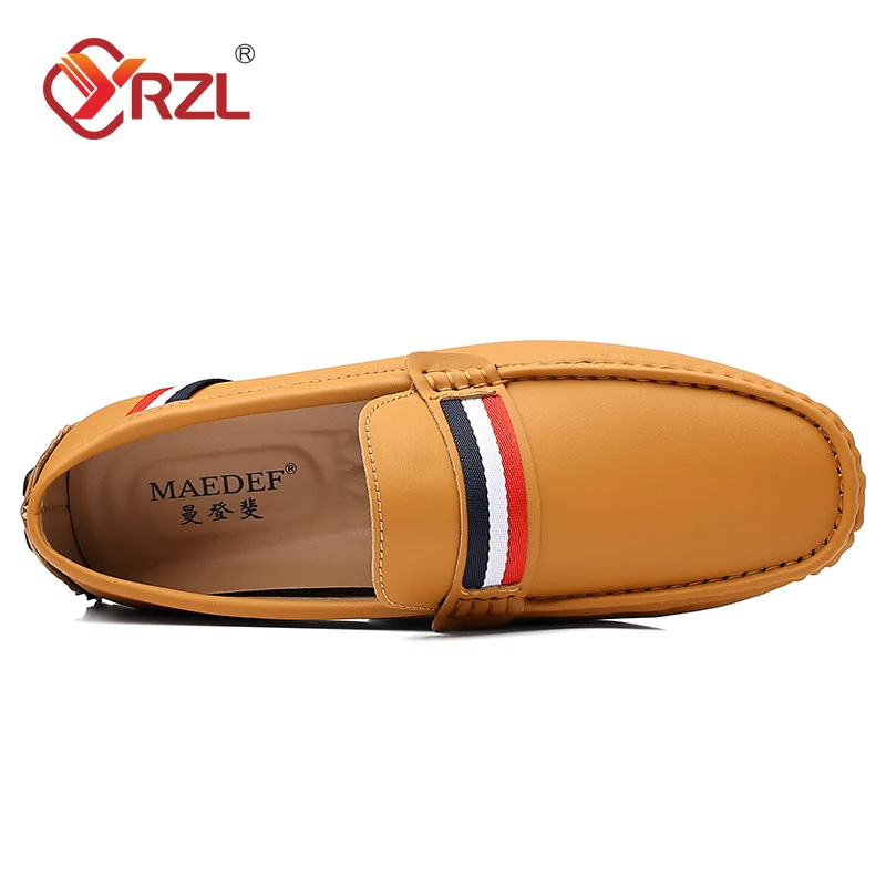 YRZL Loafers Men Shoes Slip on Moccasins Mens Breathable Black Brown Casual Shoes Luxury Brand Loafers Driving Shoes for Men