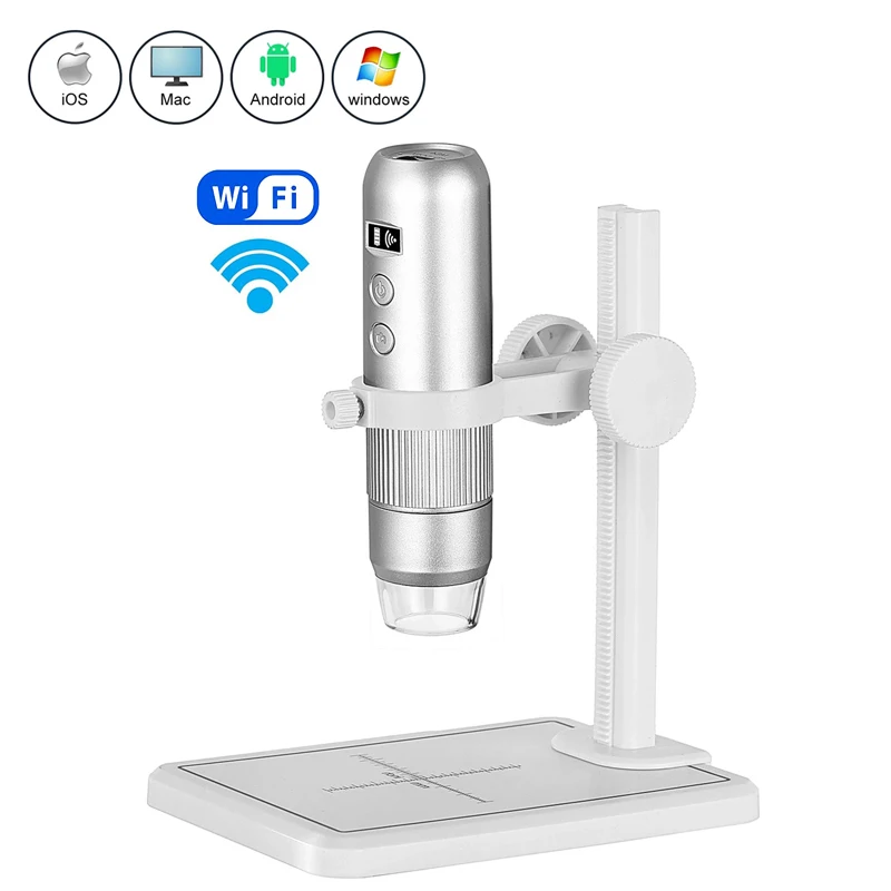 

Wireless Digital Microscope 1000X Portable USB WiFi Microscopes Camera MS4 Magnifier With 8 LED Bracket For Android IOS PC