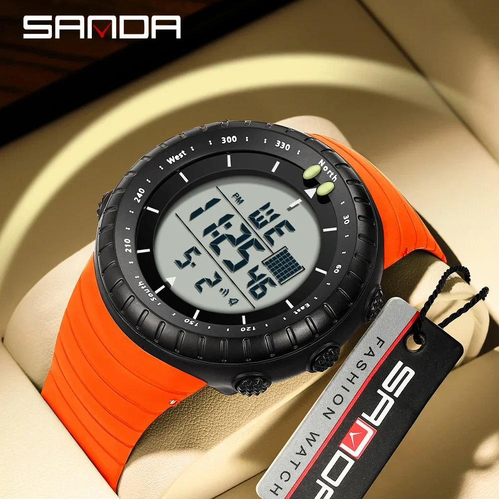 2024 Fashion Sanda 6256 New Electronic Watch Large Dial Outdoor Waterproof Sports Night Light Alarm Clock Multi Functional Men\'s