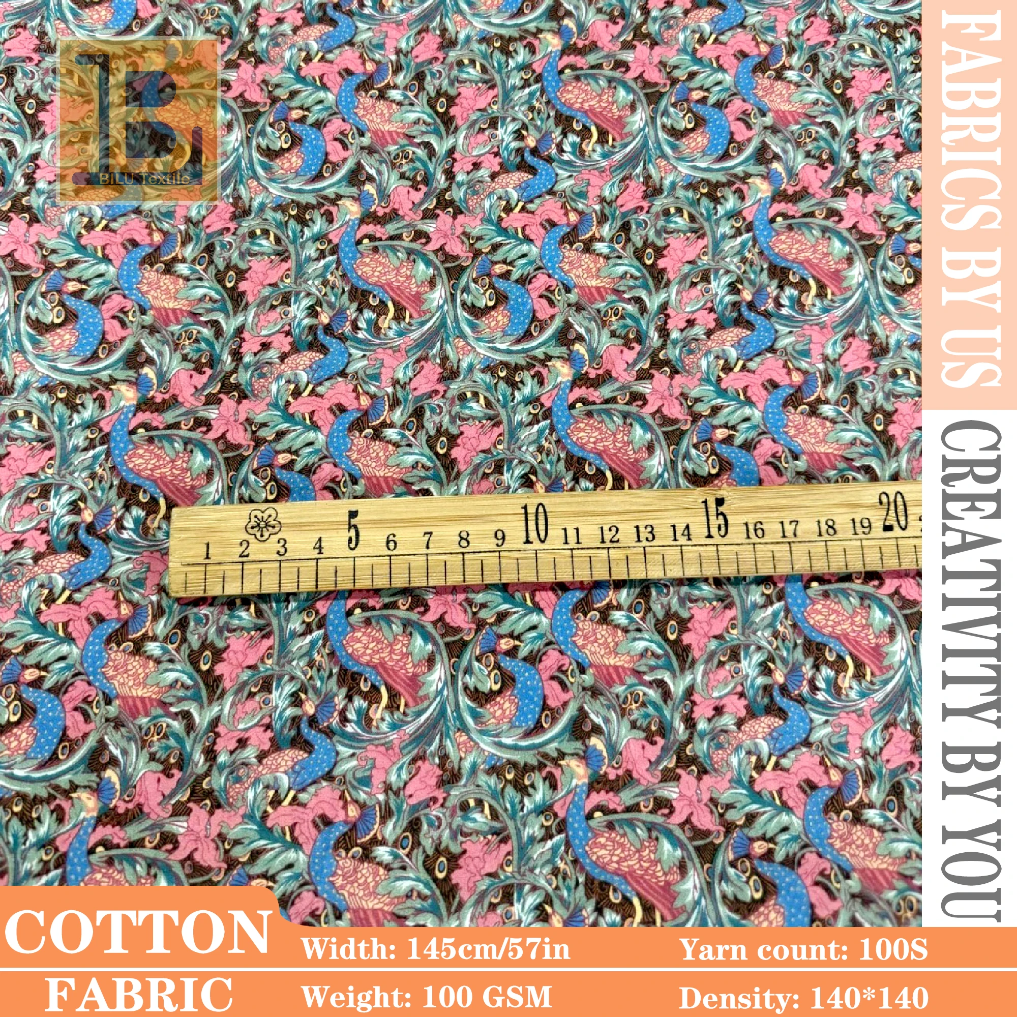 

Liberty-Style Floral Print 100% Cotton Fabric (Long Staple) - for Dresses, Quilting & Sewing (per meter)