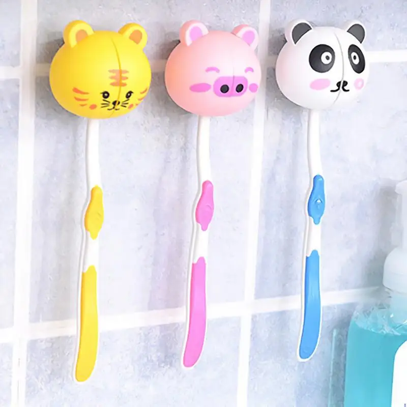 Soporte de pared para cepillo de dientes con forma de Animal de dibujos animados para niños, 1 piezas, accesorios de decoración de baño, regalo