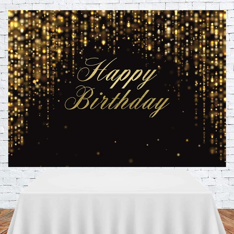Multifunction 210X150cm Birthday Party Backdrops Gold Black Glitter Dots Photography Backdrops Photography Fabrics Easy To Use