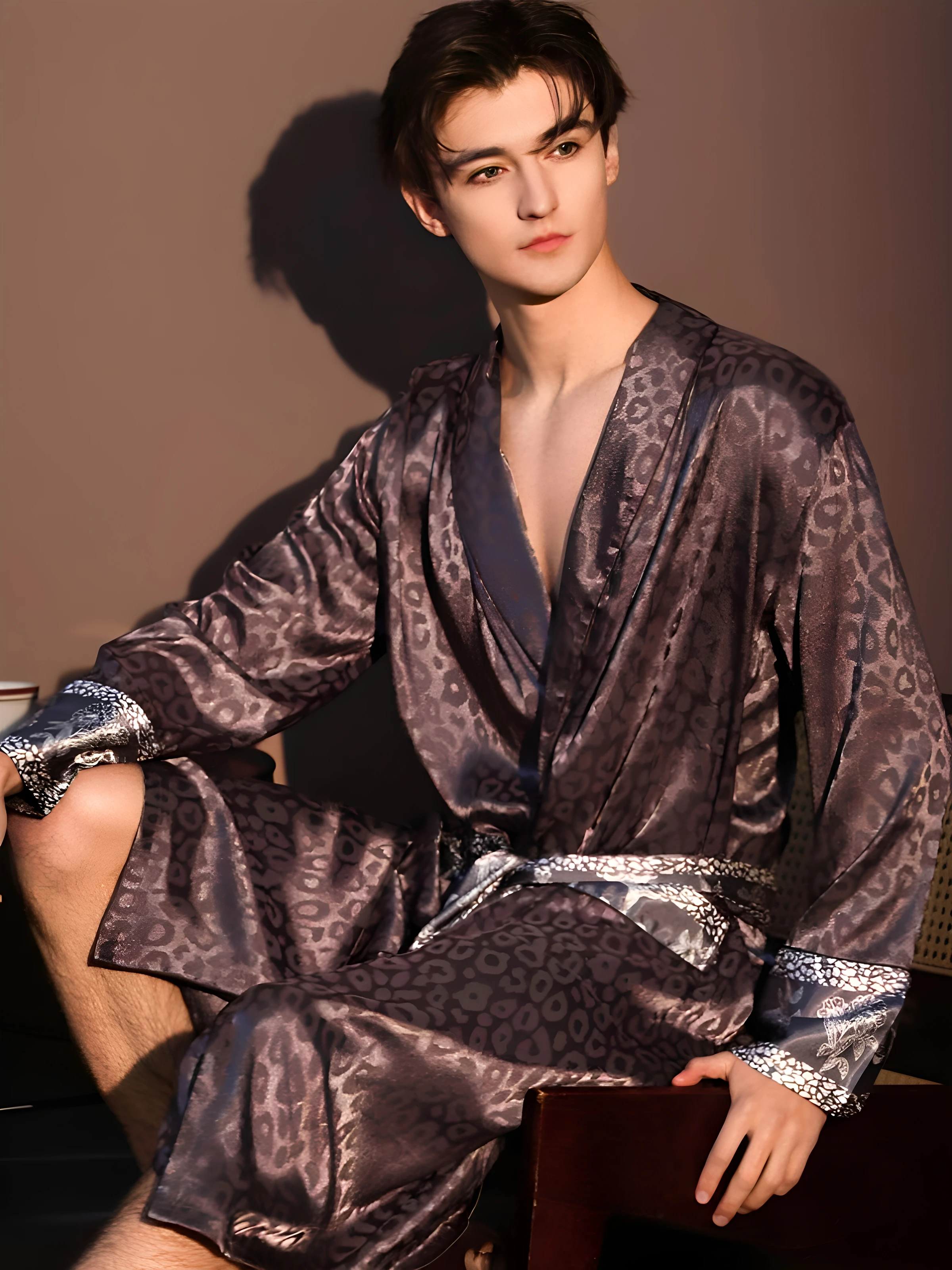 men's-sexy-luxury-ice-silk-long-sleeve-thin-silk-simulation-leopard-print-sleepwear-robe-home-clothes-polyester-fiber