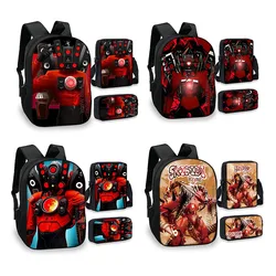 3PCS-Skibidi Titan Poster Bag,School Student Cartoon backpack,Travel Haversack,Thermal Insulation Satchel,Go To School Package