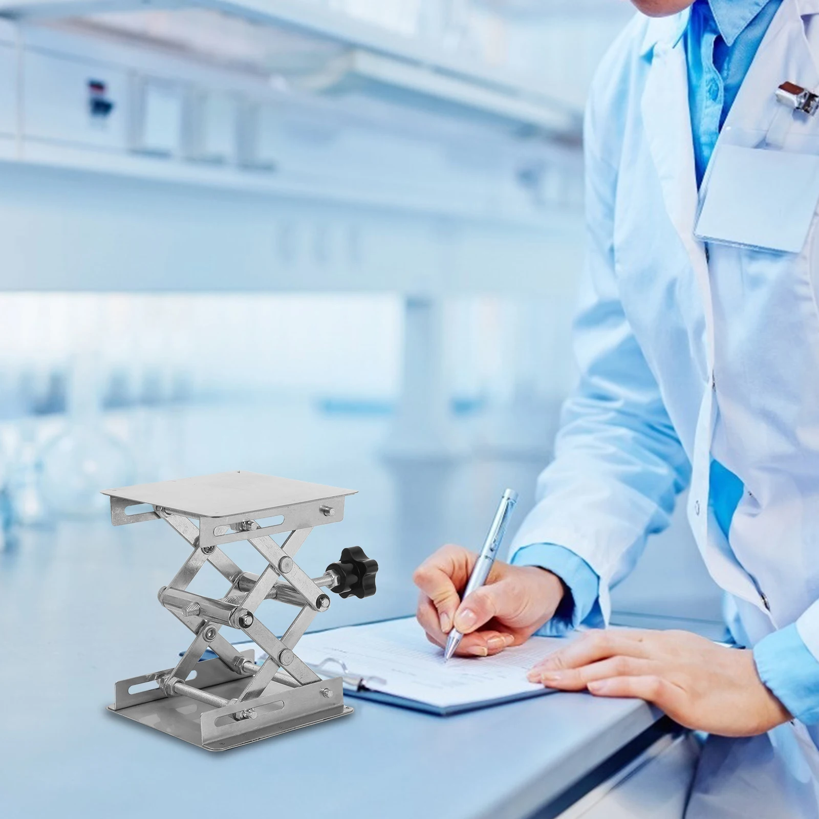 1pc Stainless Steel Laboratory Scissor Jack Adjustable Height Instrument Lift Anti Oil Corrosion Acid Physical Chemical