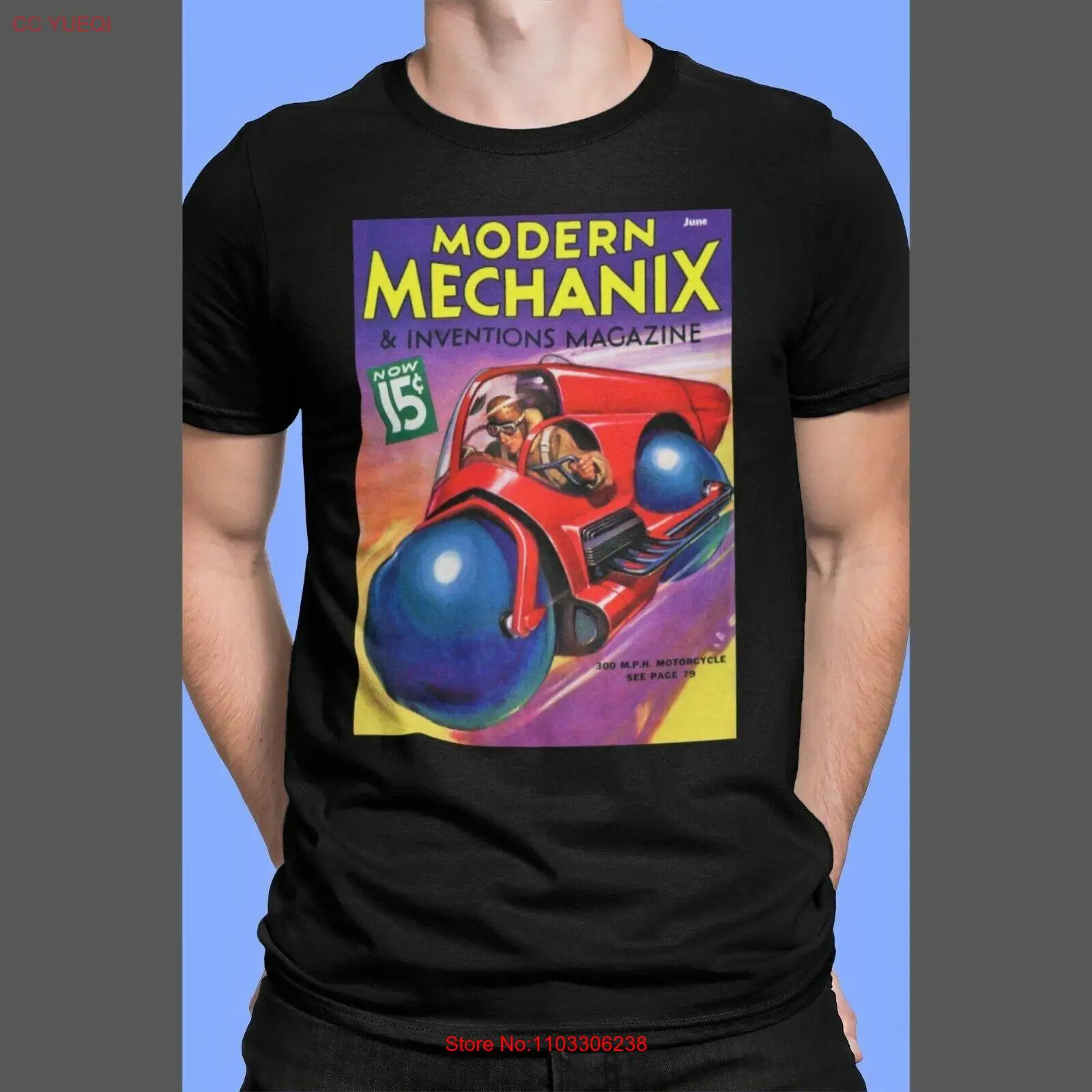 Современная винтажная ретро футуристическая мотоциклетная футболка Mechanix Mechanics Magazine