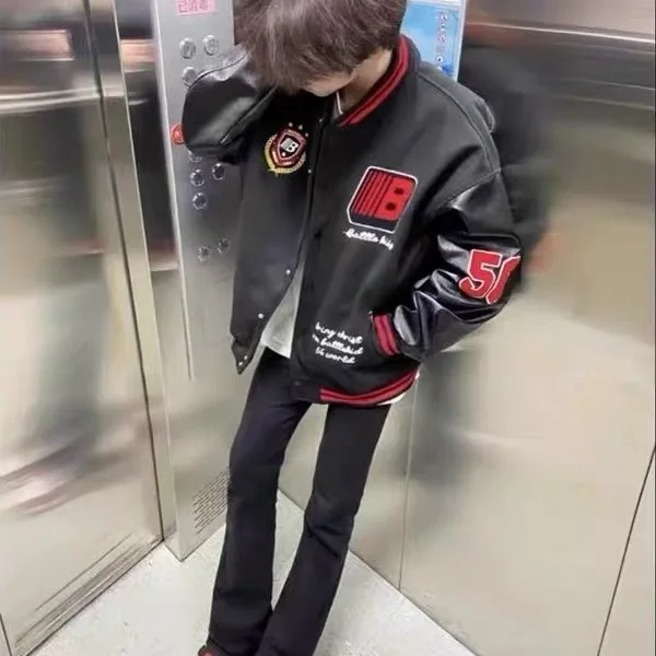 

American Design Sense Splicing Color Baseball Jaet Loose Flight Men's Women's Spring Autumn Trend Brand Heavyweight Jaet