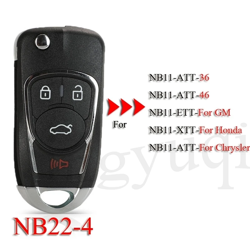 

jingyuqin 5pcs/Lot Universal Remote Control Key NB22-4 For KD900 URG200 4Buttons Multi-functional NB Series Key Remote Master