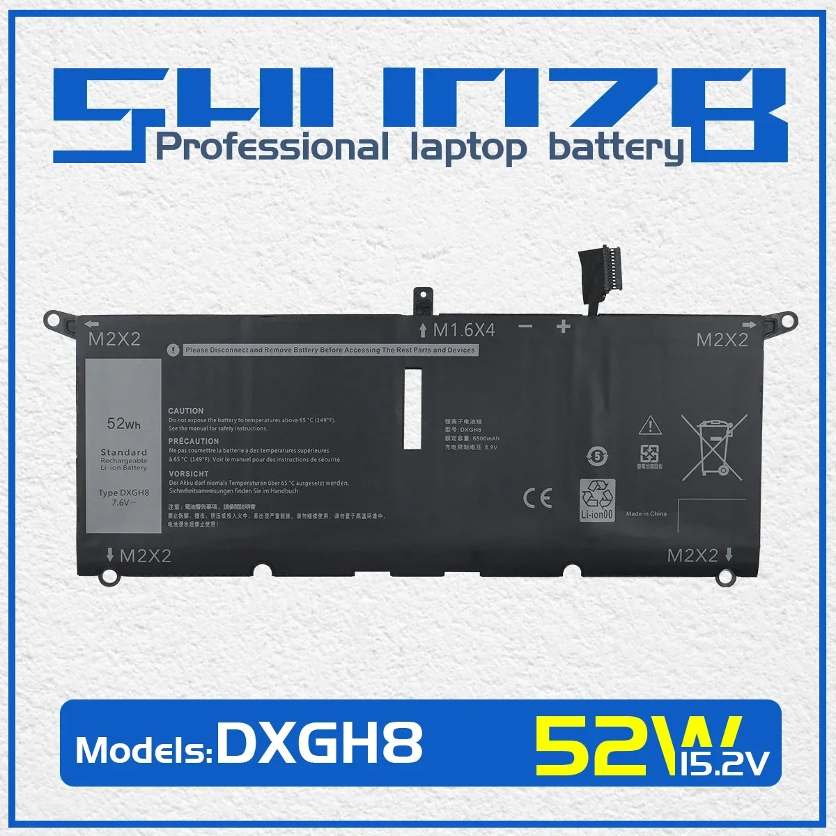 

SHUOZB DXGH8 Аккумулятор для ноутбука Dell XPS 13 9380 9370 7390 для DELL Inspiron 7390 2-в-1 7490 G8VCF H754V 0H754V P82G 7,6 В 52WH