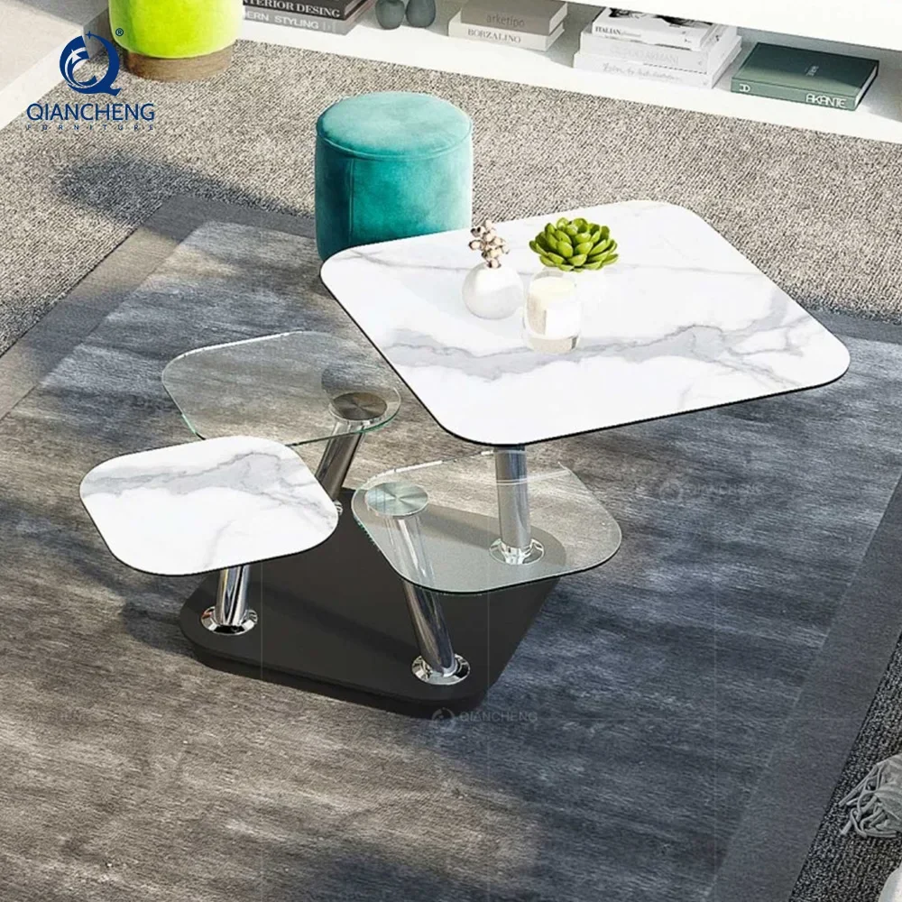 

Modern rotating retractable coffee table household living room