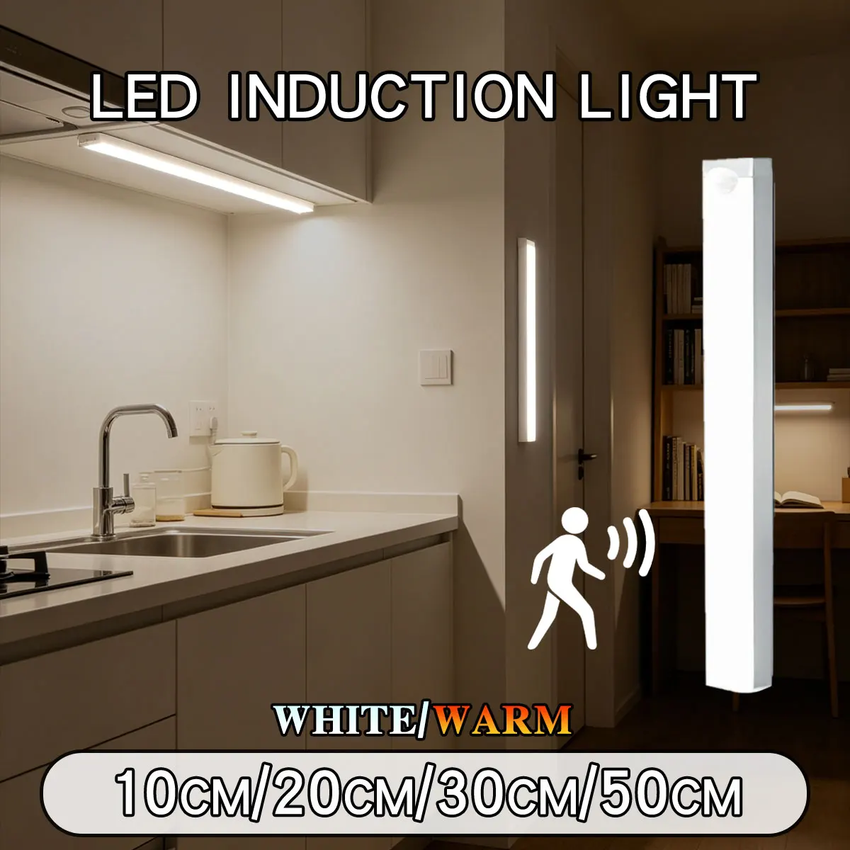 Wireless LED Night Lights Motion Sensor Lights Closet Kitchen Night Lights Bedroom Detector Light Cabinet Staircase Backlit