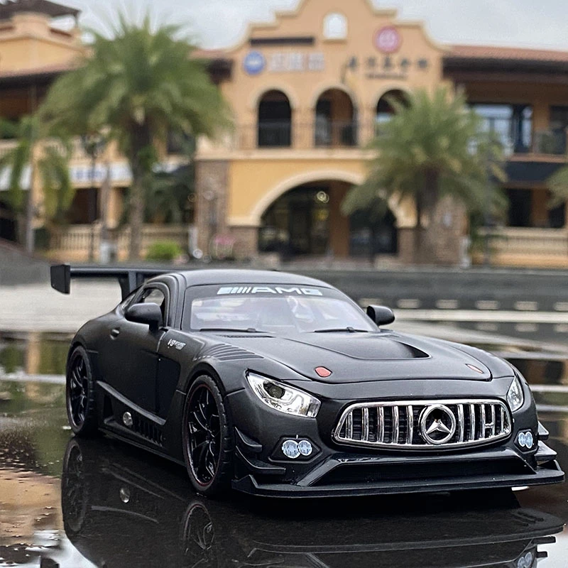 1:24 AMG-GT Alloy Sports Car Model Diecast Metal Toy Vehicles Car Model High Simulation Sound and Light Collection Toy Gift