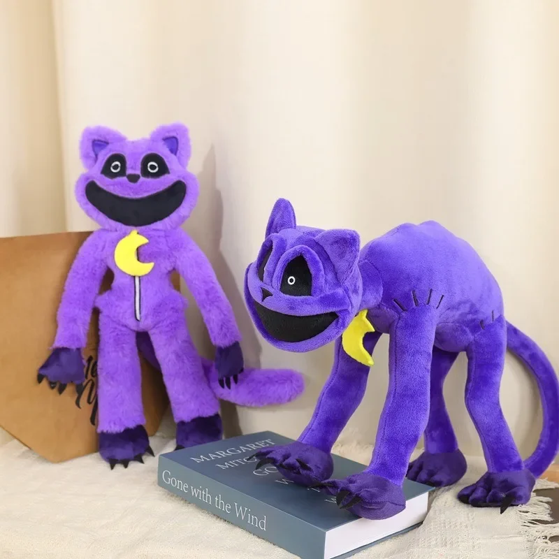 

30cm/40cm Smiling Critters Terror Purple Cat Plush Doll Smiling Big Mouth Purple Long legs Cat Cartoon Stuffe Toy