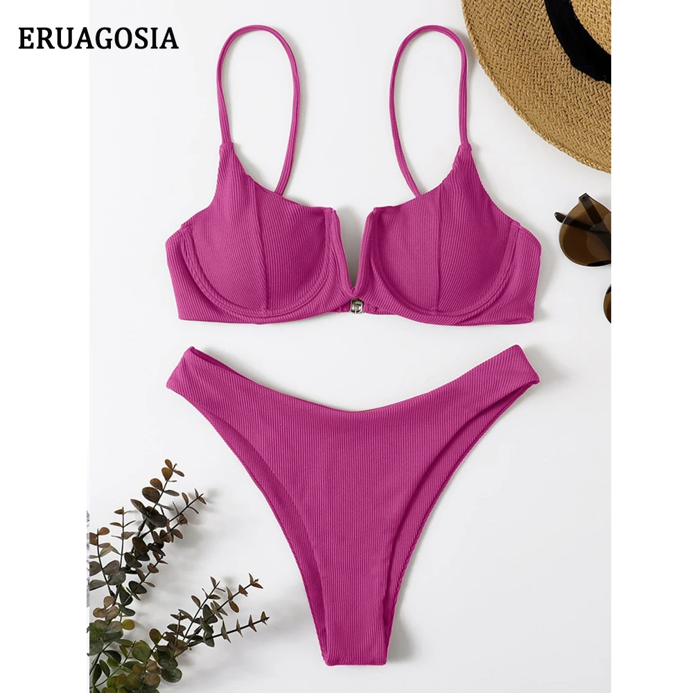 Ribbed Brazilian Bikini Set for Women, Push Up Bikinis, Swimwear, Female Bathing Suit, Sexy Beach Wear, Summer