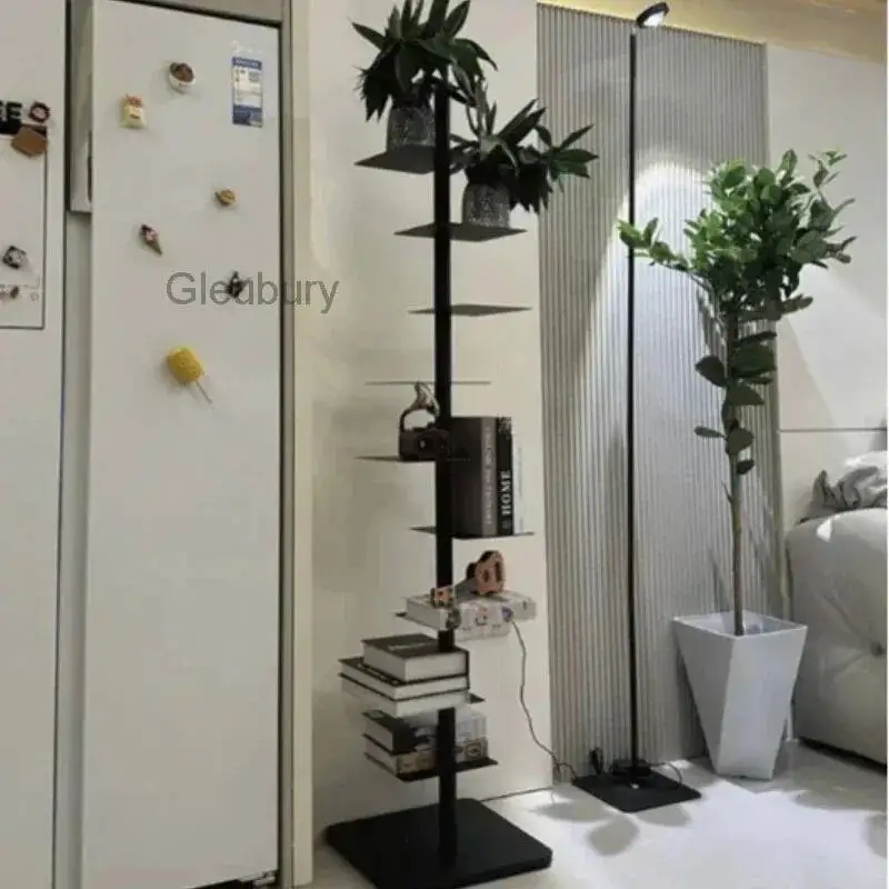 Bookcases Iron Layers Invisible Creative Rotating 9- Spiral Bookshelf Living Room Display Shelf Household Corner Room Furniture
