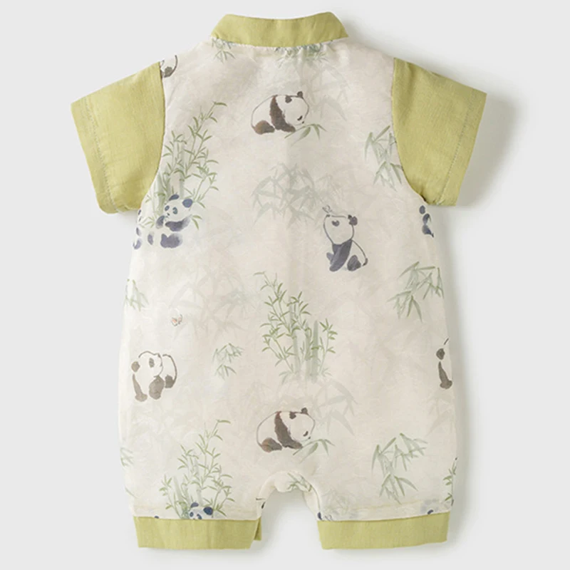 ملابس الصيف الرضع طفل رضيع الاشياء النمط الصيني الكرتون لطيف الباندا طباعة قصيرة الأكمام السروال القصير حللا الوليد البنود BC400 #2
