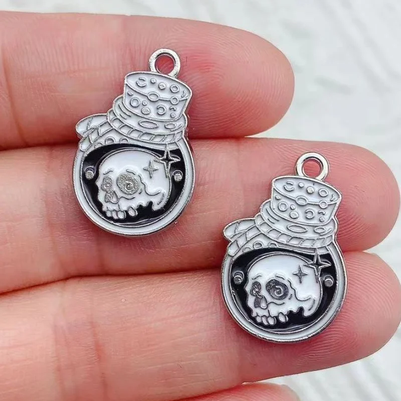 10pcs Halloween Gothic Death Skull Enamel Poison Bottle Brain Love Poison Charms Fit Jewelry Making Earring Bracelet DIY Finding