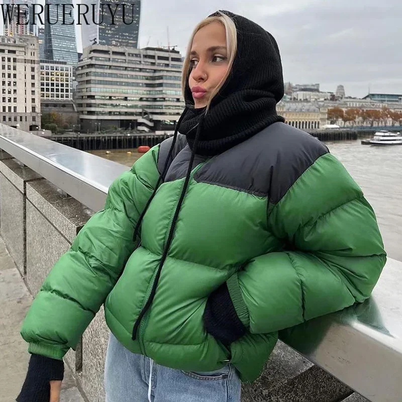 Women Winter Jacket Outerwears Splice Parkas Outdoor Clothes Short Coats Streetwear Solid Color Down Padding Women Padded Jacket