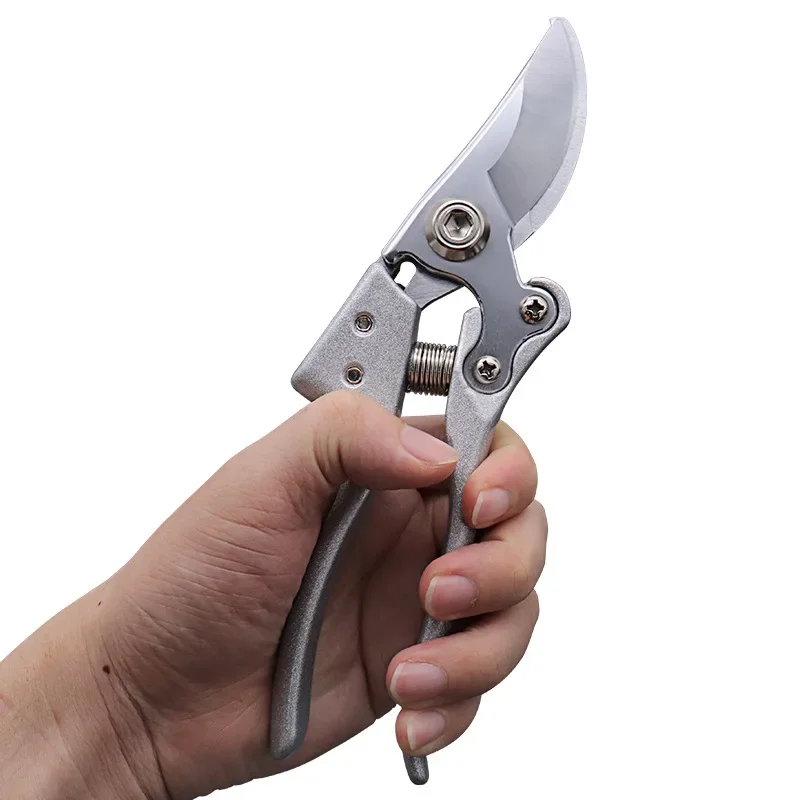 8 Inch Carbon Steel Blade Aluminum Alloy Handle Silver Bird-bill Pruning Shear Household Fruit Tree Shears Branch Garden Scissor