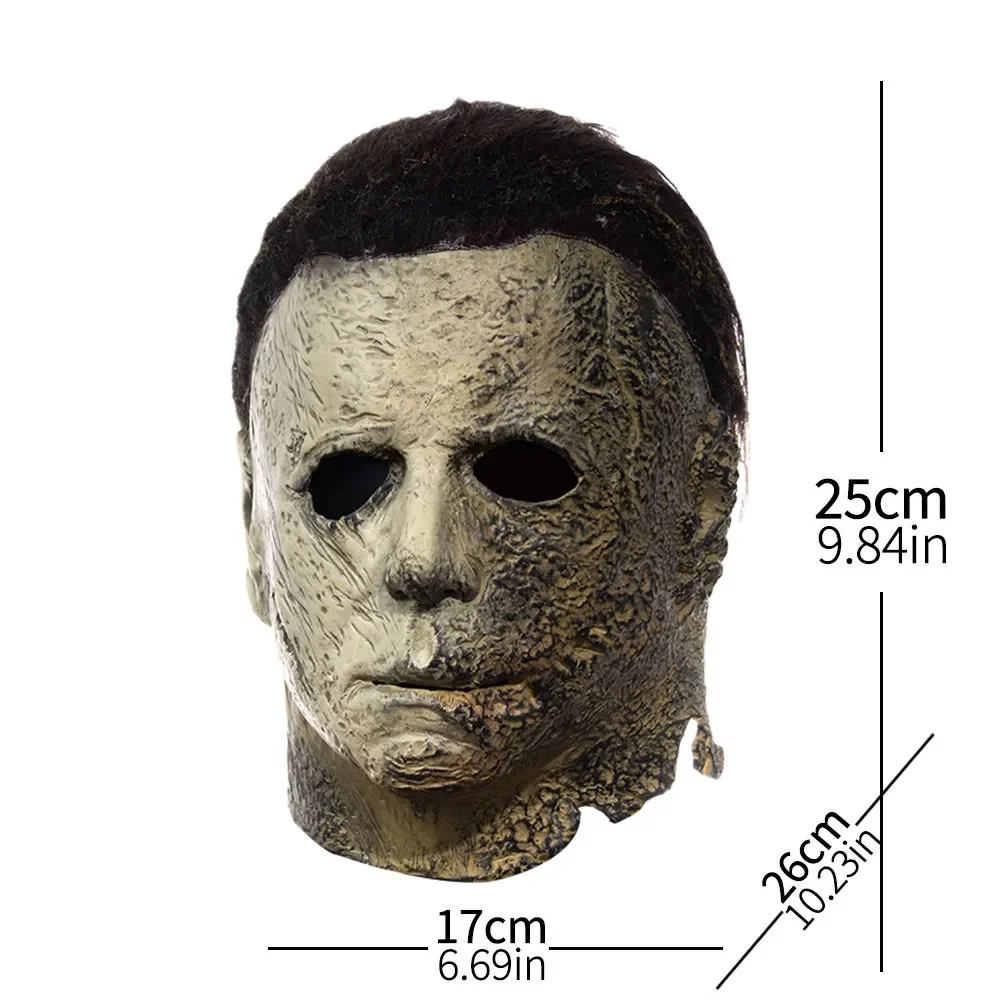 Máscara de terror para Halloween, máscara de Michael Myers, Cosplay, asesino de demonio sangriento aterrador, casco de látex, vestido de carnaval, accesorios de disfraz de fiesta