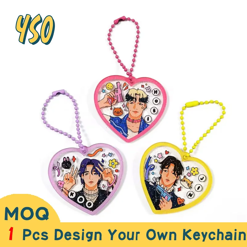 YSO CNC Diamond Cut Delicacy Acrylic Key Custom Cute Animation Best Seller Character Design Glitter Charms