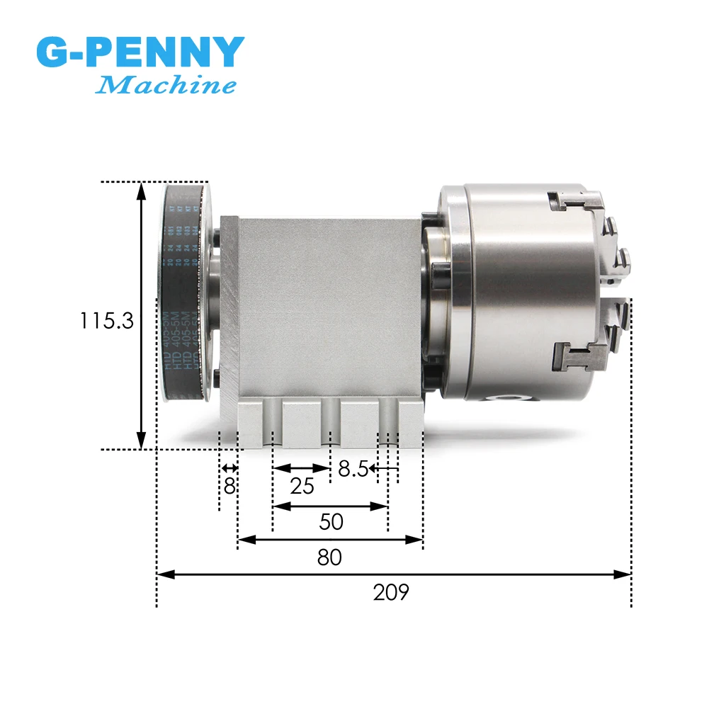 4th Axis 100mm 3/4Jaw 4.5Nm NEMA34 86HS45N & HBS86H Closed Loop CNC Dividing Head Rotation A Axis Kit 1.8 Step Angle 2-Phase