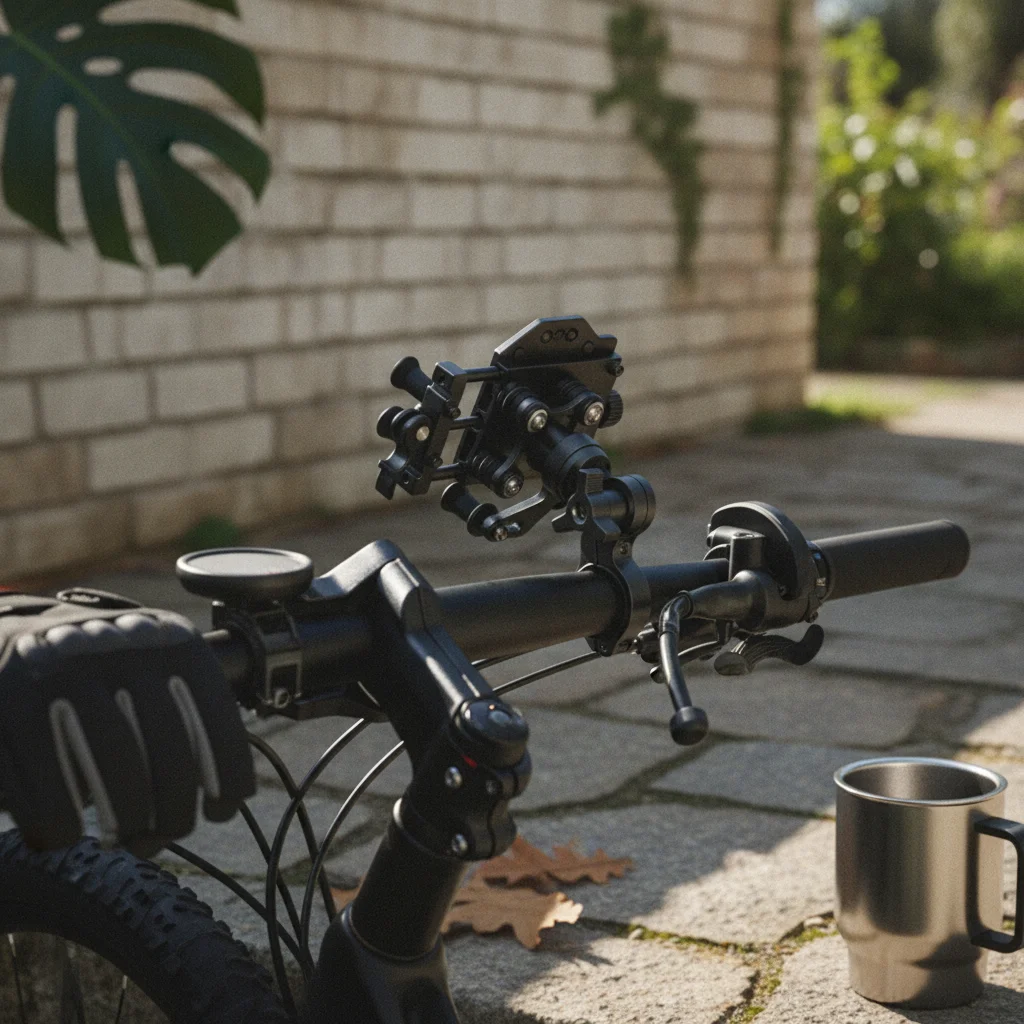 ハンドルバー用携帯電話マウント-金属製ハンドルバー用携帯電話ホルダー-自転車用携帯電話スタンド-耐衝撃性-回転式-サイクリスト、スクーター向け