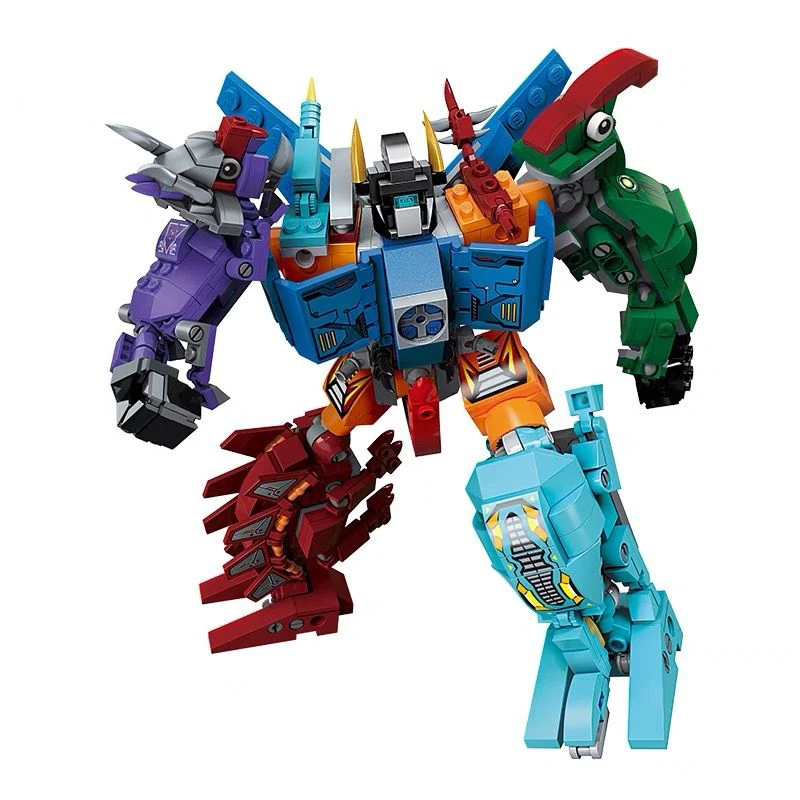 Mainan Blok Bangunan Robot Transformasi 6in1 Kombinasi Dinosaurus Figur Anime Kejutan Ulang Tahun Anak-anak-Hadiah Teman Anak-anak