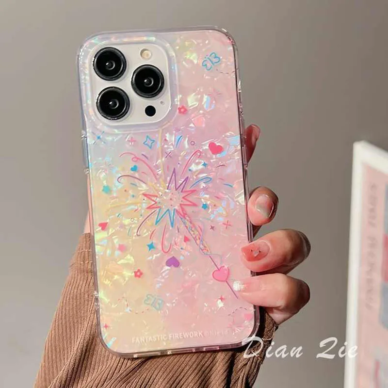 Halo gradient fireworks Clear Phone Case For iPhone 16 15 14 13 12 Mini 11 Pro Max XR X XS 14 15 7 8 Plus Y2K Soft Cover
