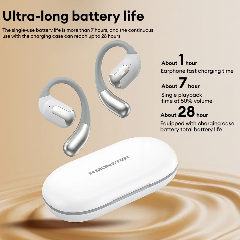 New Monster AC317 Wireless Bluetooth 5.4 Earphones Long Battery Life Game Earbuds Waterproof Denoise Clear Calls Sport Headset