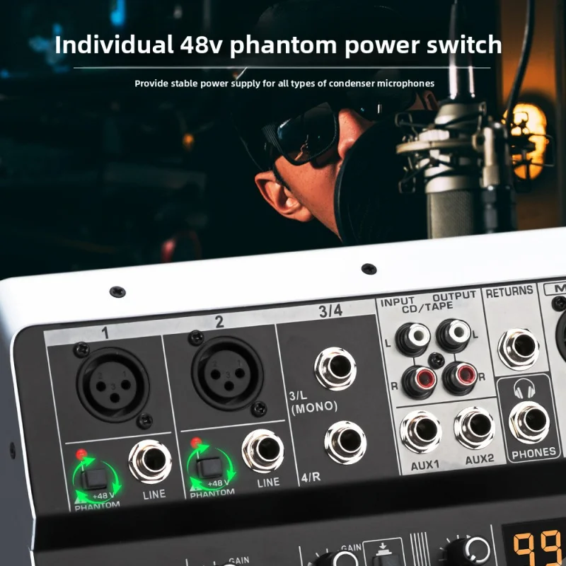 LEUS MX4 Piccolo mixer transfrontaliero a quattro vie per telefoni cellulari e computerAudioMixer99DSPProcessore di effetti professionali