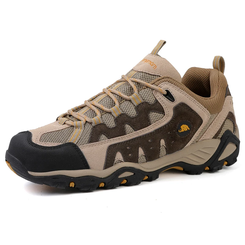 HIKEUP Scarpe da trekking larghe da uomo in pelle premium - Stivali da trail da esterno antiscivolo per piedi di grandi dimensioni