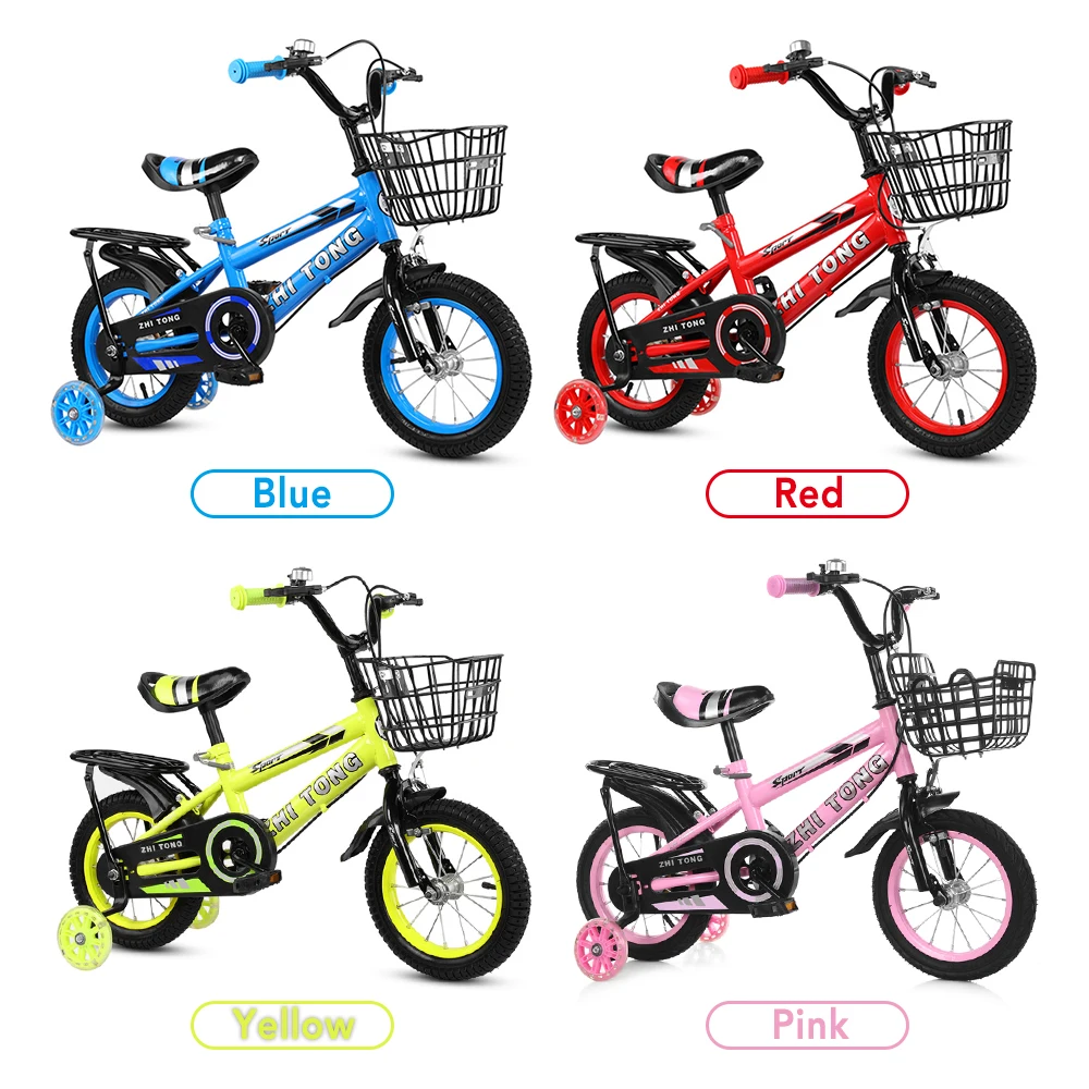 12/14/16 Inch Children Bike Boys Girls Toddler Bicycle Adjustable Height Kid Bicycle with Detachable Basket for 2-7 Years Old