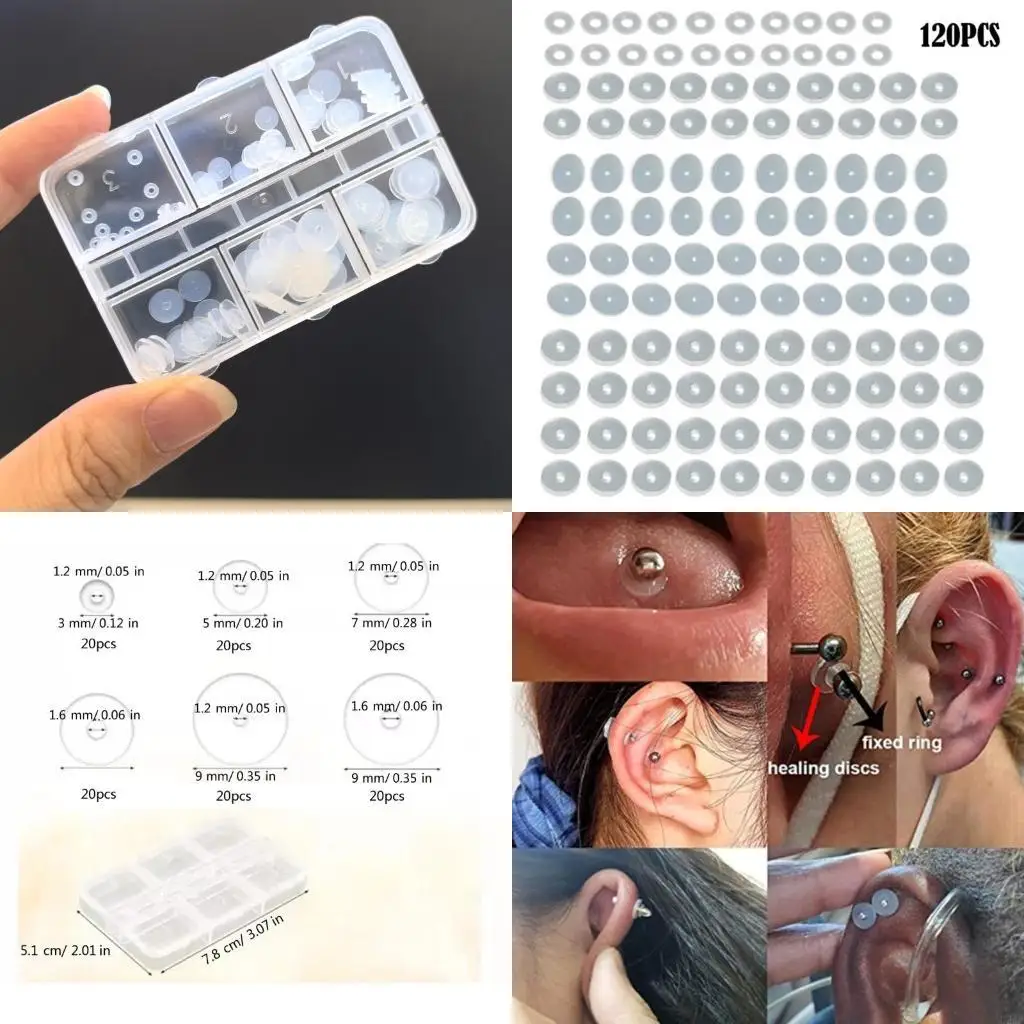 

120Pcs Practical Piercing Jewelry Pad Compact Silicone Eye Discs in a Portable Case for Students and Professionals