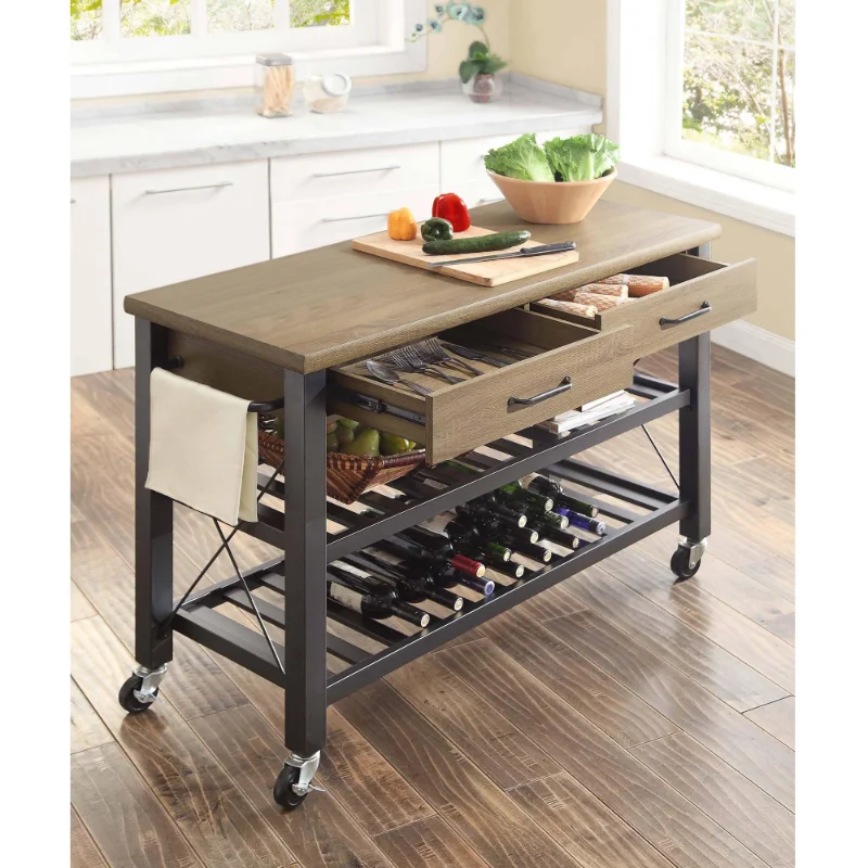 Whalen Santa Fe Kitchen Cart with TV Stand Feature