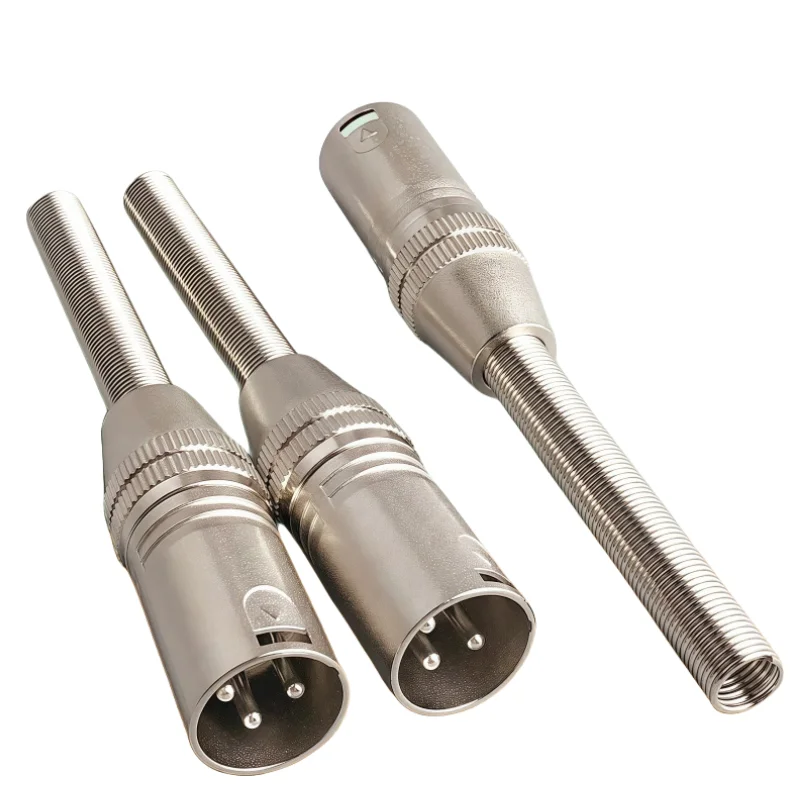2 قطعة 3PIN XLR التوصيل KTV ميكروفون ذكر أنثى المقبس مع ذيل طويل الربيع لحام كابل موصلات طرفية #6