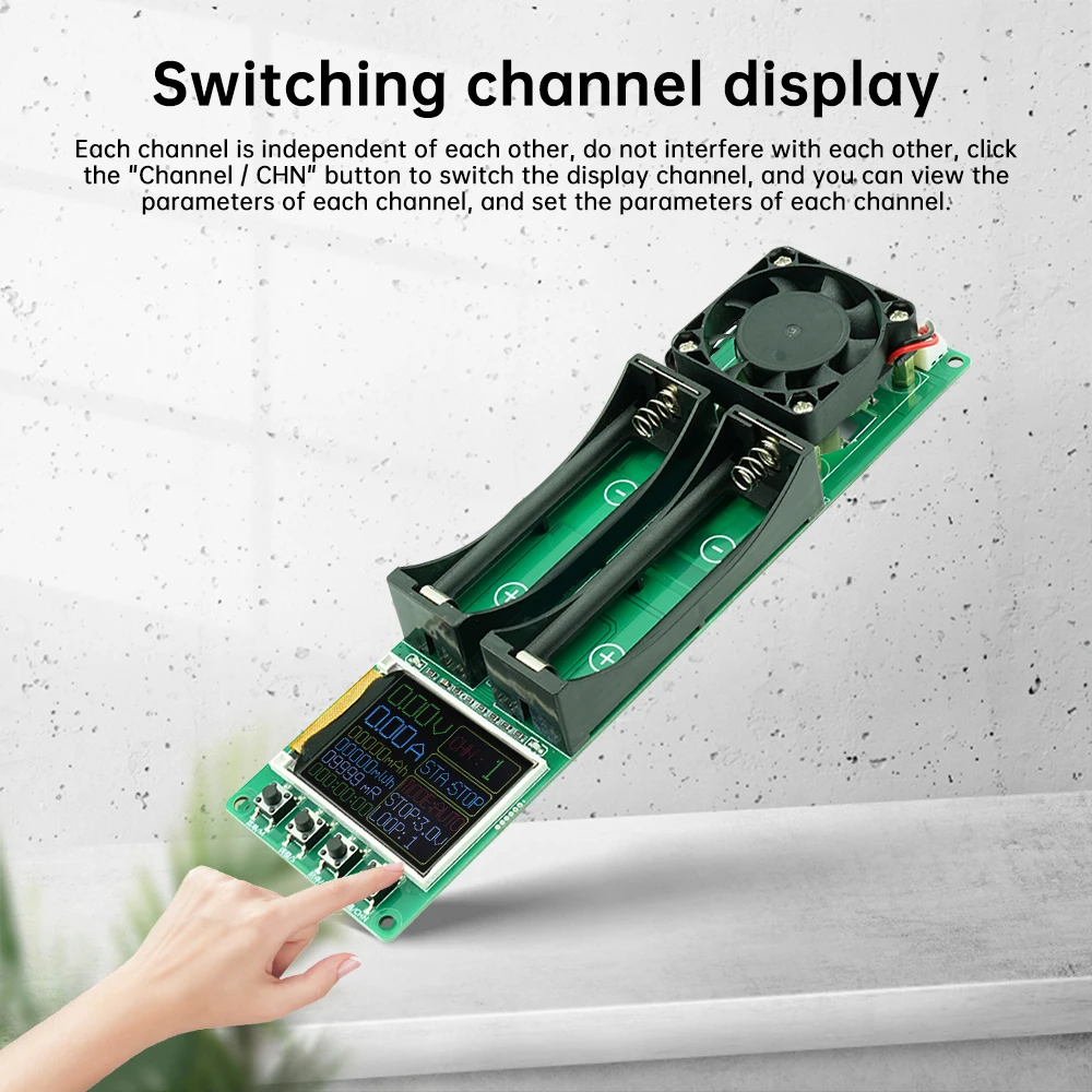 DC 5V 2-Channel 18650 Penguji Kapasitas Baterai Lithium Modul Uji Resistansi Internal Uji Pengisian/Pengosongan dengan Tampilan LED