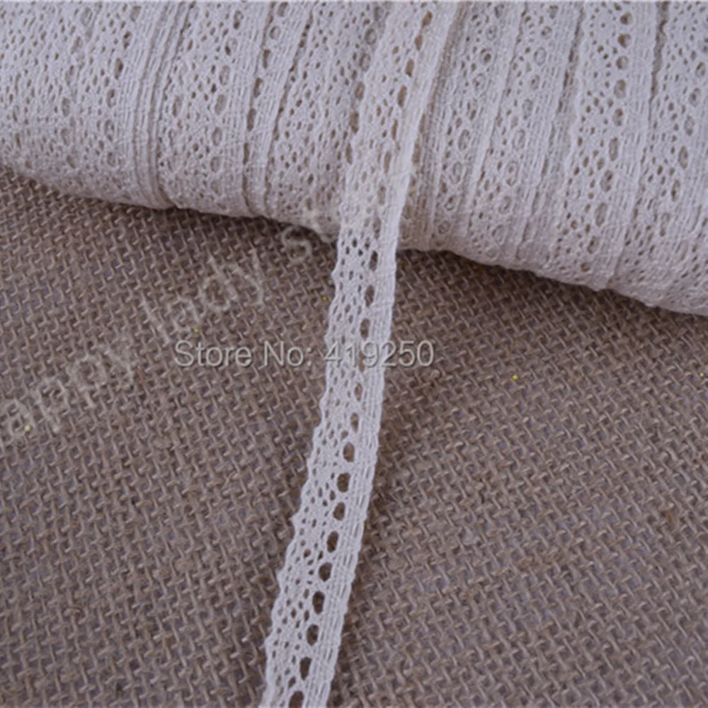 

300Yards Beige color Cotton Lace Crochet Ribbon lace wholesale width 13mm .Lace Trim Edging Wedding