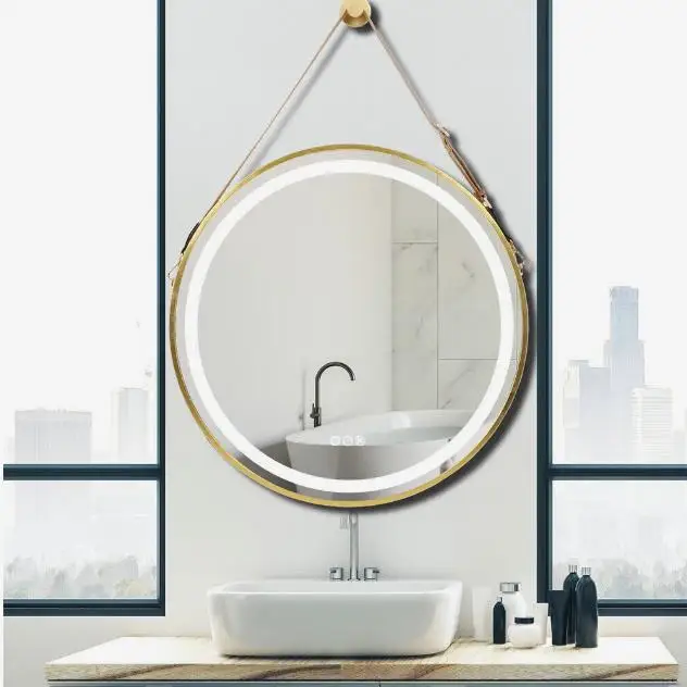 80cm LED Round Hanging Wall Mirror in Gold for Salon & Bathroom – Stylish Interior Ave Design