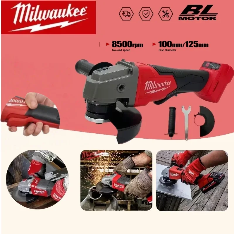 Milwaukee Brushless 125mm Angle Grinder Cutting Polishing Grinding Machine For 18V Battery Variable Speed Power Tools